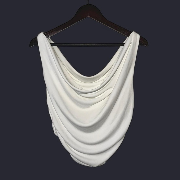 Zara White Draping Sleeveless Blouse Draped Crop Top Size Extra Large NWT - Picture 2 of 5